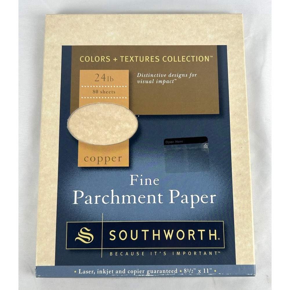 Southworth Fine Parchment Paper 24 lb Copper 80 Sheets Open Box 8.5 X 11